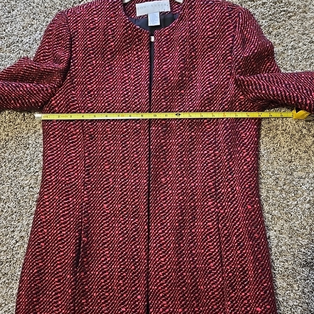 Doncaster Ladies Red And Black Wool Blend Tweed Mid Length Jacket Size 10 - Picture 7 of 11